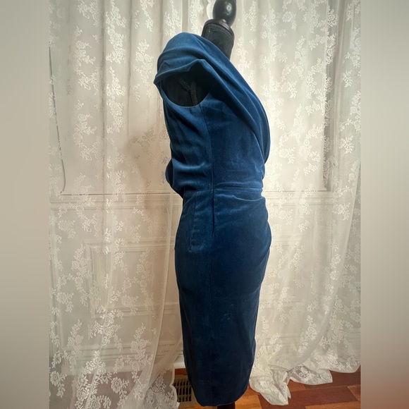 *Rare* Deep Blue Velvet Off the Shoulder Cocktail Dress by AntonyPrice UK8 - Picture 6 of 15